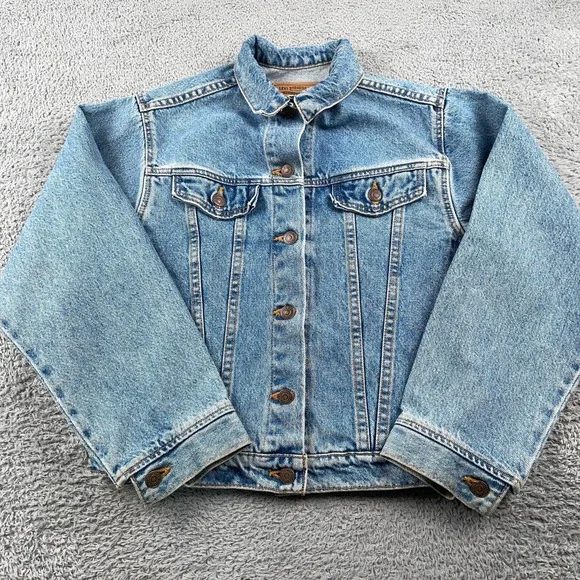 VINTAGE Levis Jacket Womens XL Blue Denim Trucker Type III Made in USA Bomber - Picture 2 of 16